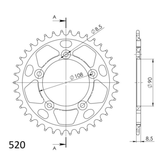 Supersprox Rear Sprocket Alu RAL-491:38 Black