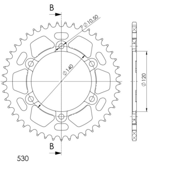 Supersprox Rear Sprocket Alu RAL-499:48 Black