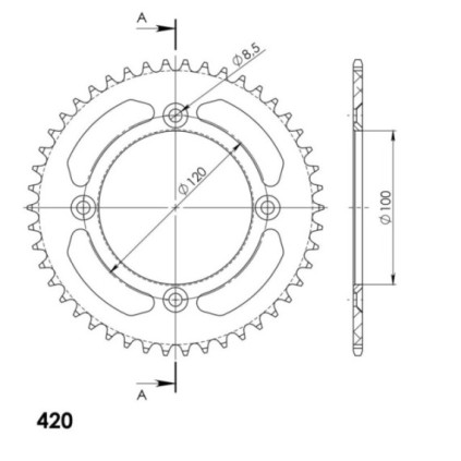 Supersprox Rear Sprocket Alu RAL-6622:46 Black