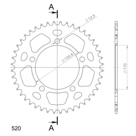 Supersprox Rear Sprocket Alu RAL-7_520:44 Red