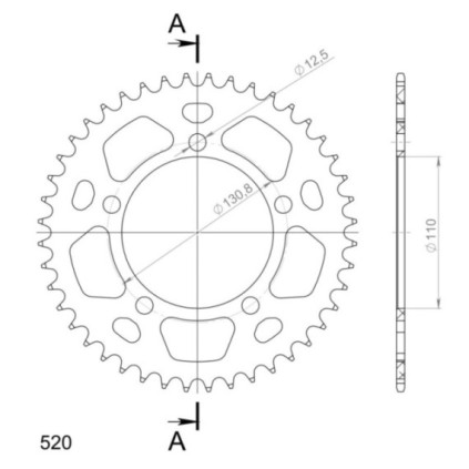 Supersprox Rear Sprocket Alu RAL-7_520:44 Red