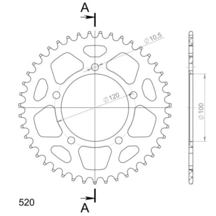 Supersprox Rear Sprocket Alu RAL-703:43 Black