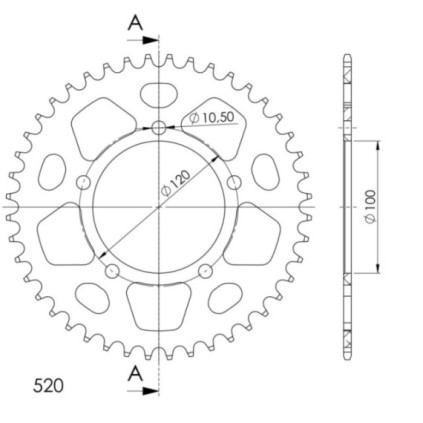 Supersprox Rear Sprocket Alu RAL-703:44 Black