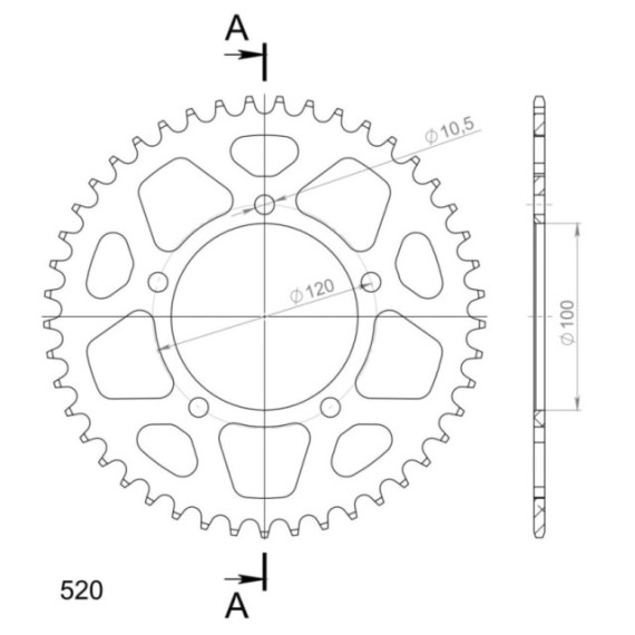 Supersprox Rear Sprocket Alu RAL-703:45 Black