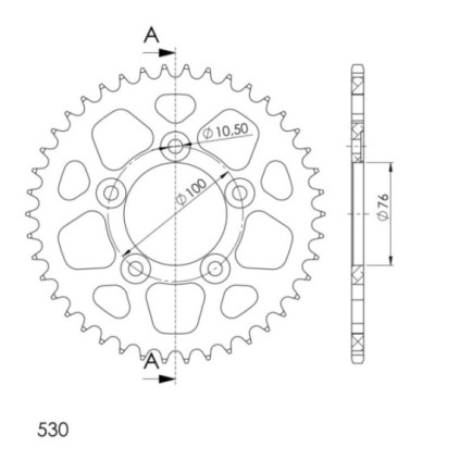 Supersprox Rear Sprocket Alu RAL-7090:42 Black