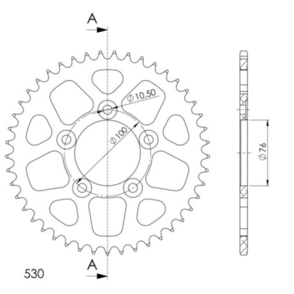 Supersprox Rear Sprocket Alu RAL-7090:44 Black