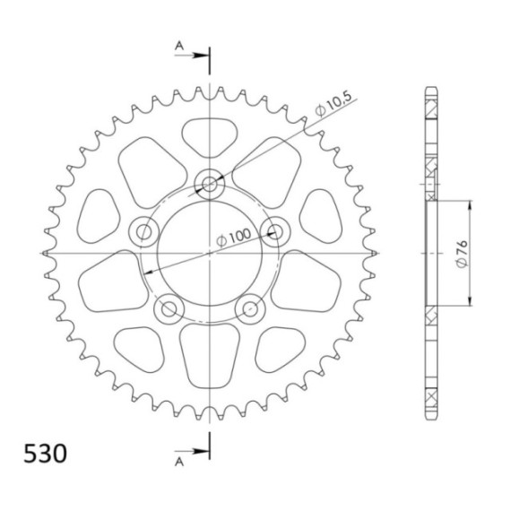 Supersprox Rear Sprocket Alu RAL-7090:46 Black