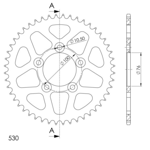 Supersprox Rear Sprocket Alu RAL-7090:47 Black