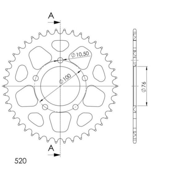 Supersprox Rear Sprocket Alu RAL-7091:41 Gold