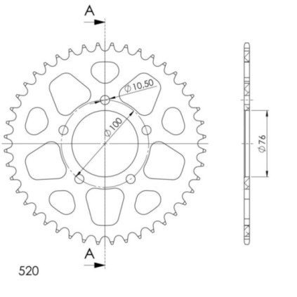 Supersprox Rear Sprocket Alu RAL-7091:44 Red