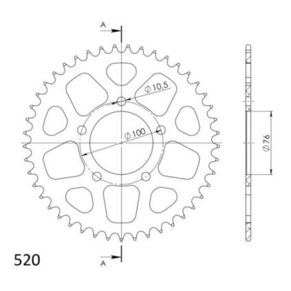 Supersprox Rear Sprocket Alu RAL-7091:45 Red