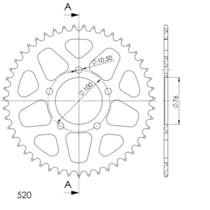 Supersprox Rear Sprocket Alu RAL-7091:46 Red