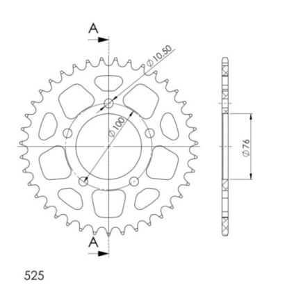 Supersprox Rear Sprocket Alu RAL-7092:38 Black