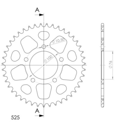 Supersprox Rear Sprocket Alu RAL-7092:43 Black