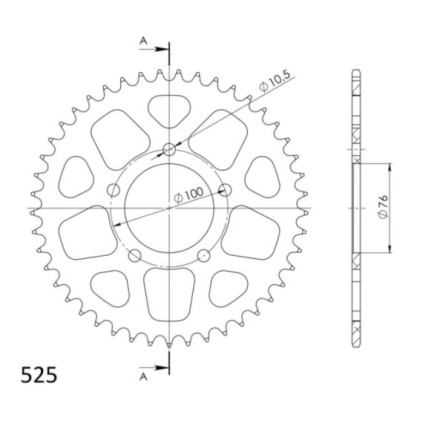 Supersprox Rear Sprocket Alu RAL-7092:45 Black