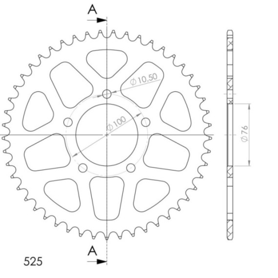 Supersprox Rear Sprocket Alu RAL-7092:48 Black