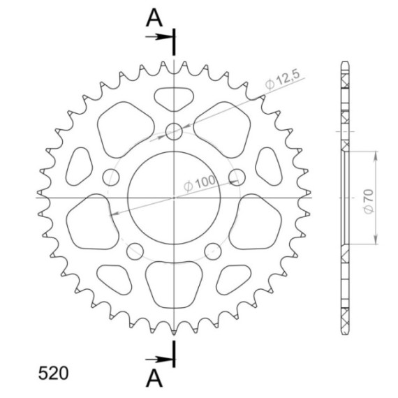 Supersprox Rear Sprocket Alu RAL-728:39 Black