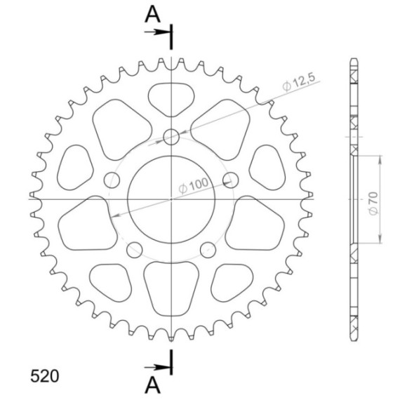 Supersprox Rear Sprocket Alu RAL-728:43 Black