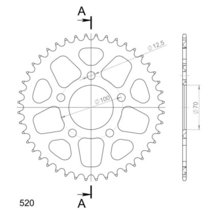 Supersprox Rear Sprocket Alu RAL-728:44 Black