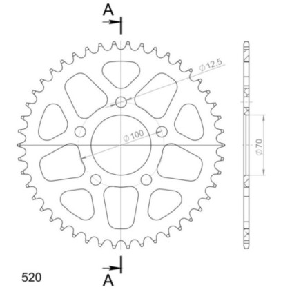 Supersprox Rear Sprocket Alu RAL-728:46 Black