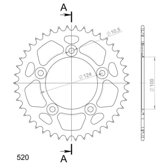 Supersprox Rear Sprocket Alu RAL-743:38 Black