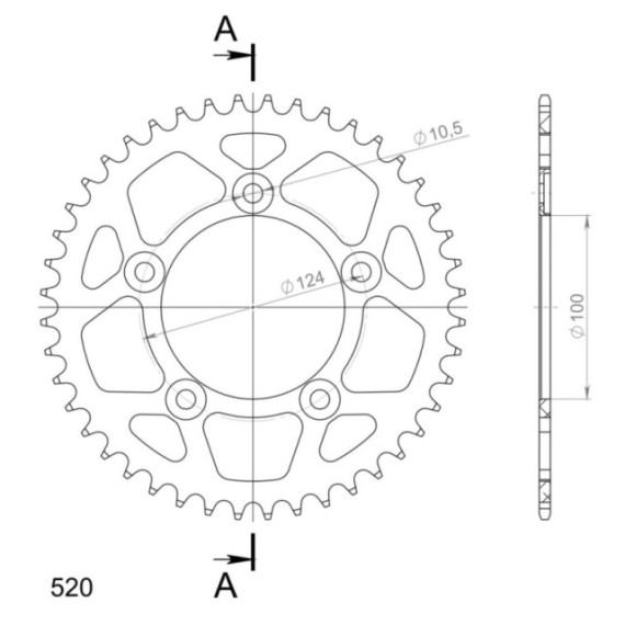 Supersprox Rear Sprocket Alu RAL-743:44 Black