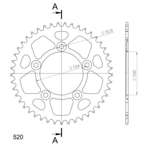 Supersprox Rear Sprocket Alu RAL-743:45 Black