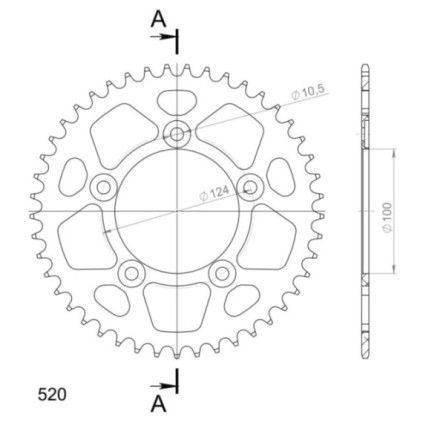 Supersprox Rear Sprocket Alu RAL-743:45 Black