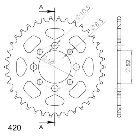 Supersprox Rear Sprocket Alu RAL-801:38 Black