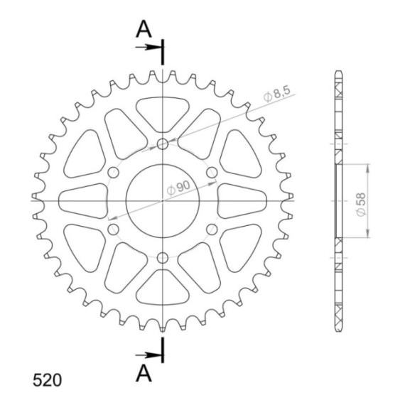 Supersprox Rear Sprocket Alu RAL-812:39 Black