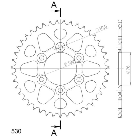 Supersprox Rear Sprocket Alu RAL-816:42 Black