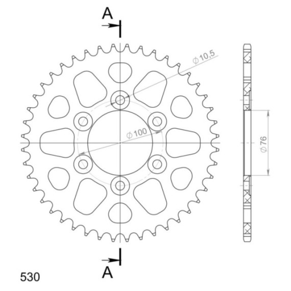 Supersprox Rear Sprocket Alu RAL-816:44 Black