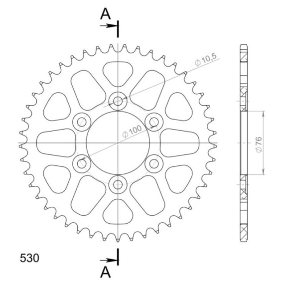 Supersprox Rear Sprocket Alu RAL-816:45 Black