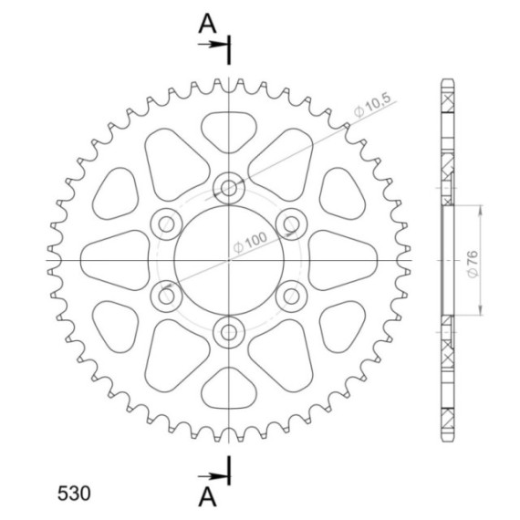 Supersprox Rear Sprocket Alu RAL-816:48 Black