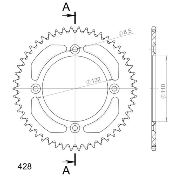 Supersprox Rear Sprocket Alu RAL-898:50 Silver