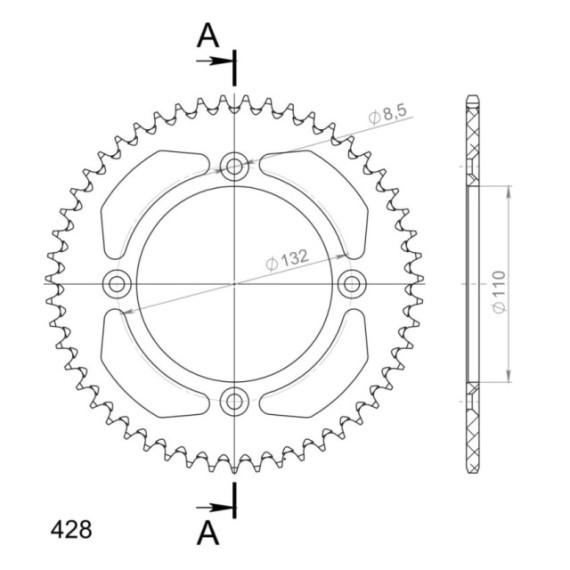 Supersprox Rear Sprocket Alu RAL-898:51 Silver