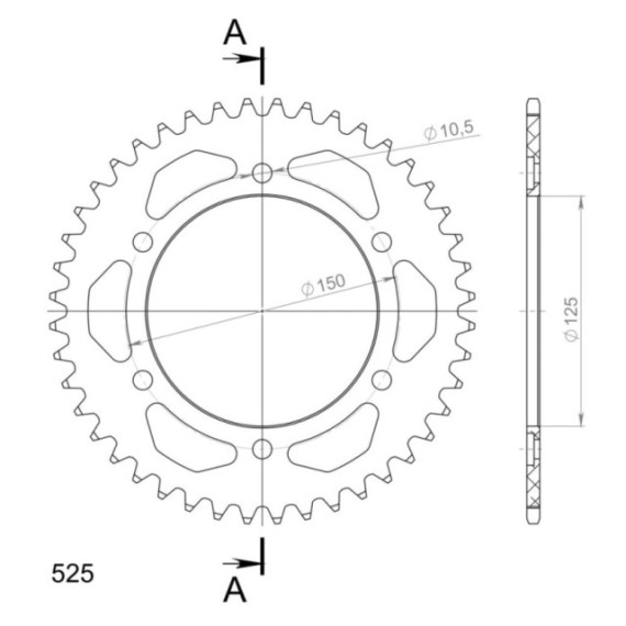 Supersprox Rear Sprocket Alu RAL-899:44 Black