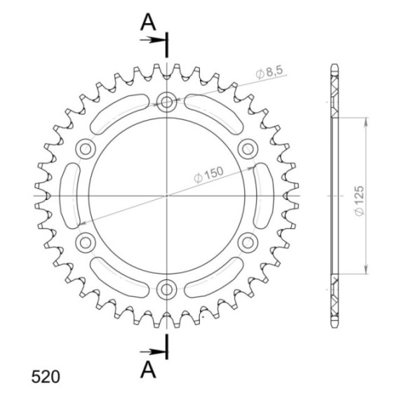 Supersprox Rear Sprocket Alu RAL-990:38 Silver