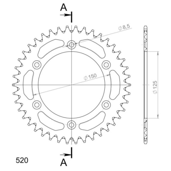 Supersprox Rear Sprocket Alu RAL-990:42 Silver