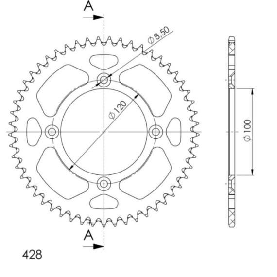 Supersprox Rear Sprocket Alu RAL-998:52 Gold