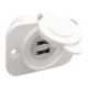 Double USB socket  white rear nut + panel