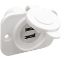 Double USB socket  white rear nut + panel