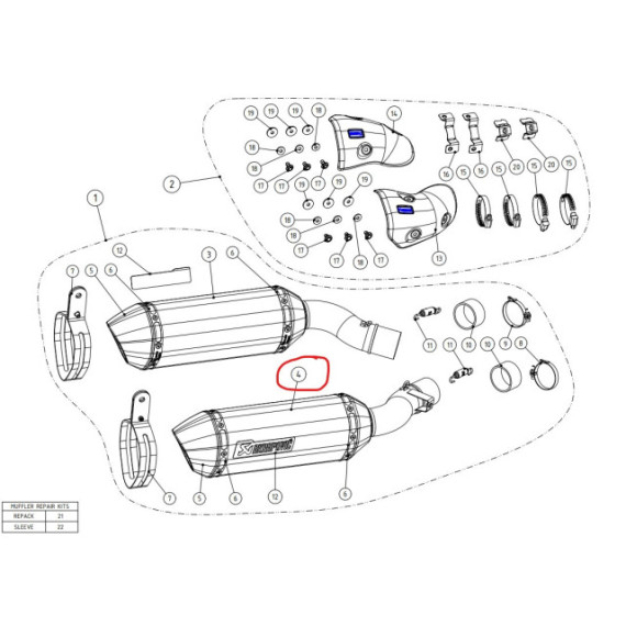 Akrapovic Muffler Right CA Z1000 2014-2020