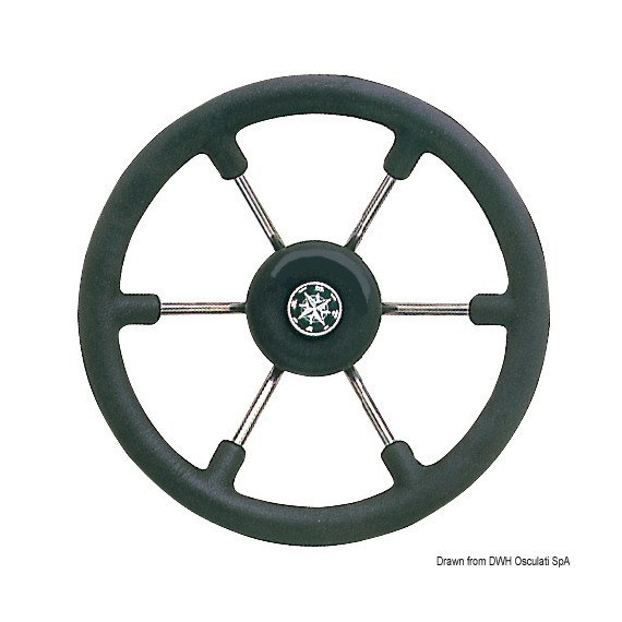 Osculati SS steering wheel black 340 mm