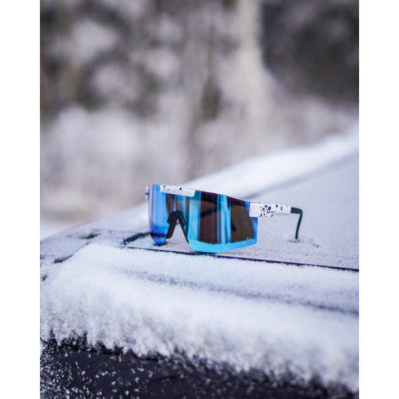 AMOQ Comet Sunglasses White Splash - Blue Mirror