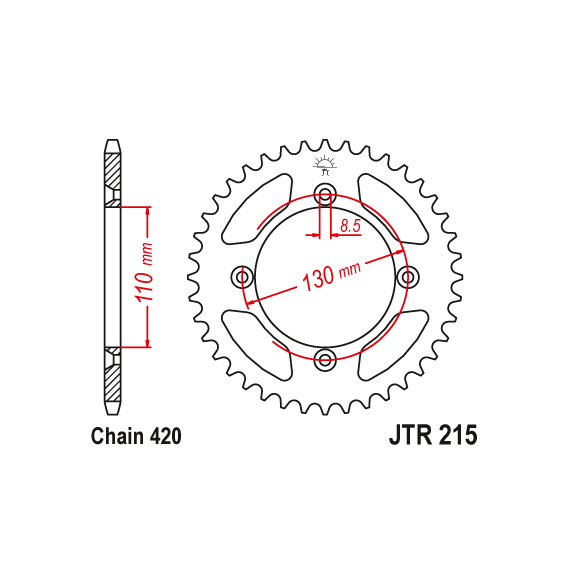 JT Rear Alu Sprocket 7075 T6 Red JTA215.56RED