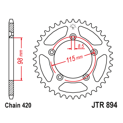 JT Rear Alu Sprocket 7075 T6 Black JTA894.46BLK