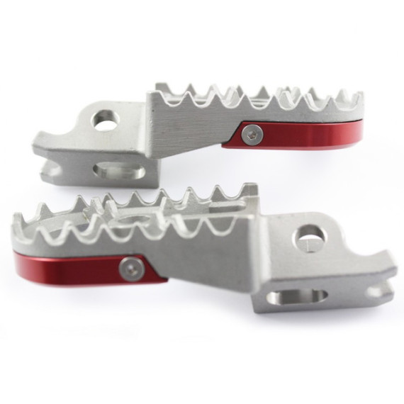 TMV Footpegs Honda Steel With Red Aluminium U-plate