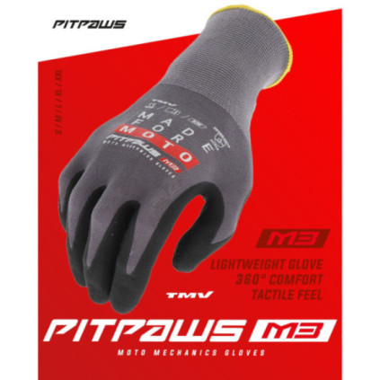"TMV Pitpaws gloves Black ""Made for Moto"" L"