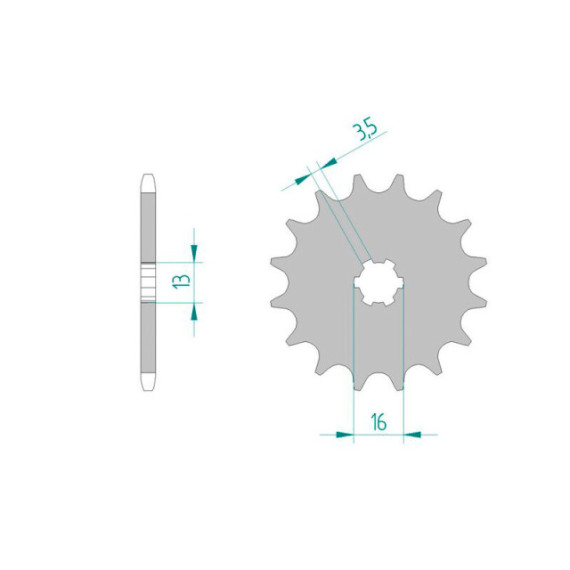 Forte Front sprocket, 13 teeth (420), Suzuki PV50